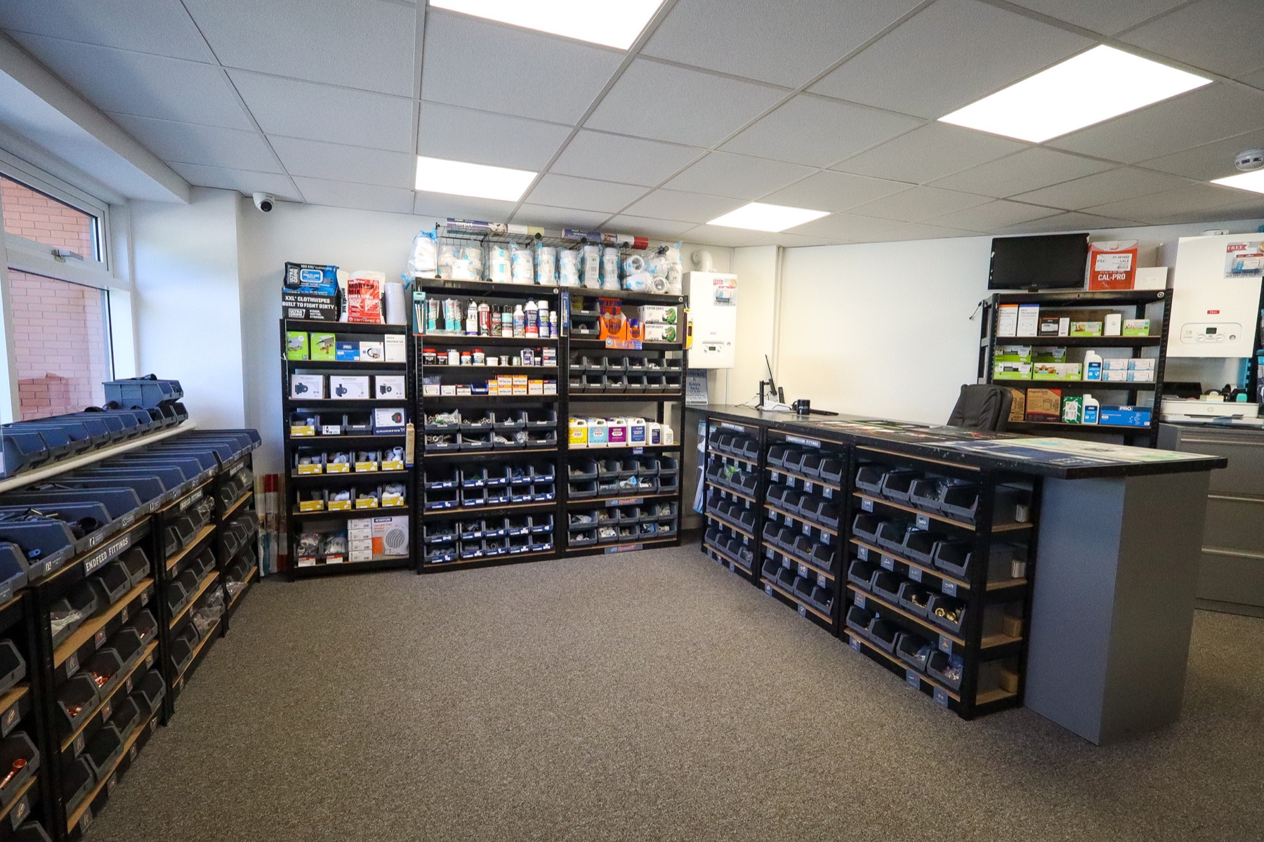 Front-facing view across the JTS trade counter in Middleton